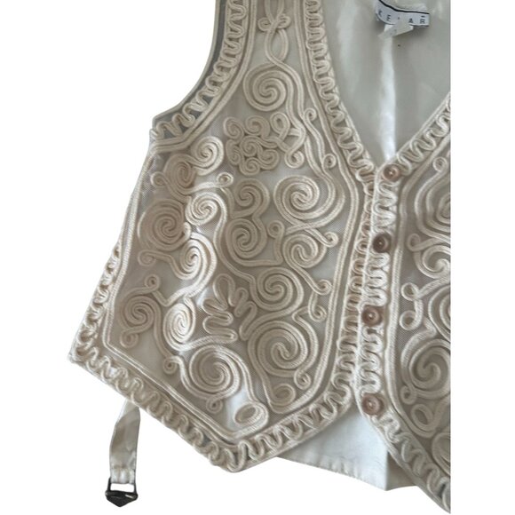 KENAR Vintage Cream Detailed Vest Size Large - Picture 4 of 6